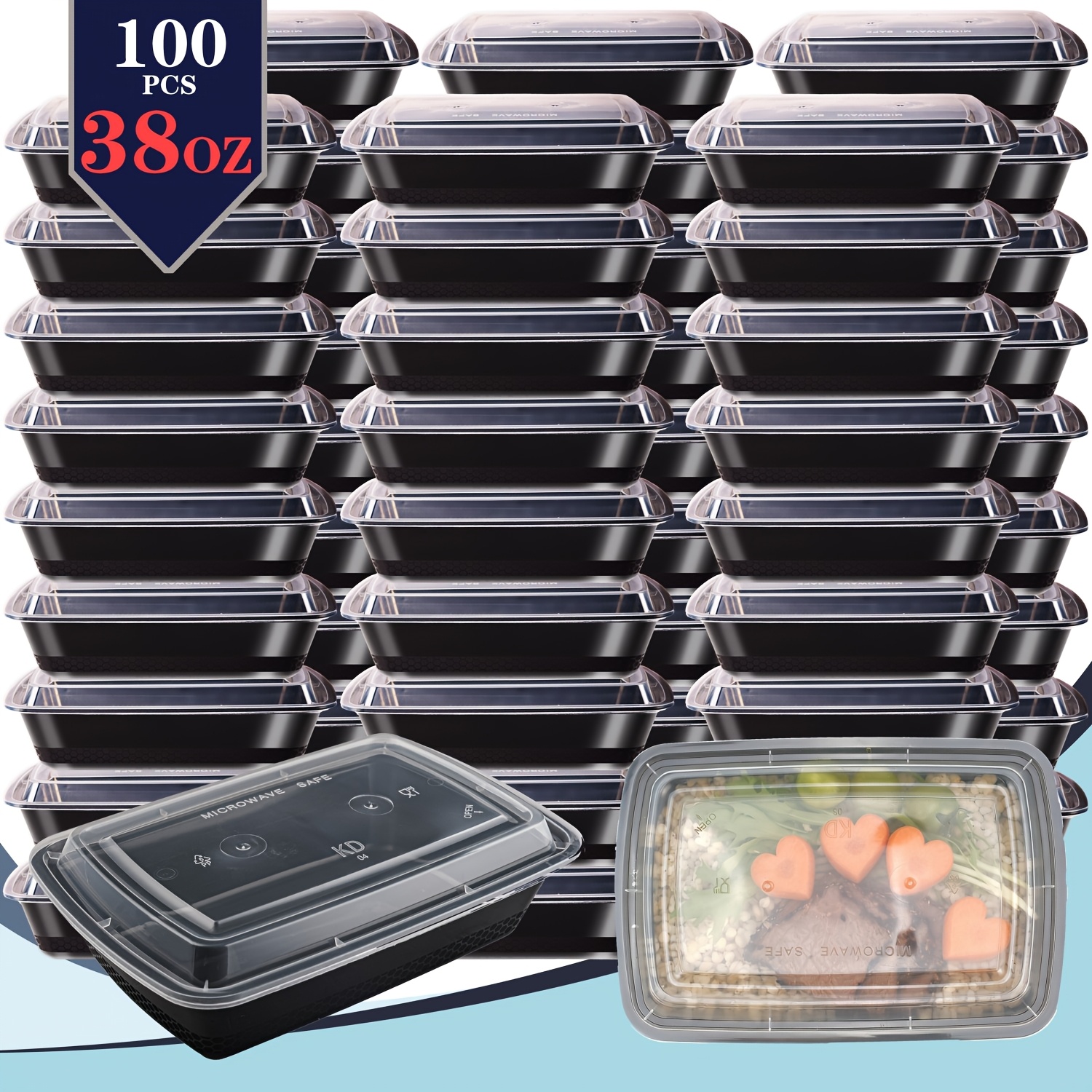 Food Storage Box - usBlack 100pcs (50 Containers & 50