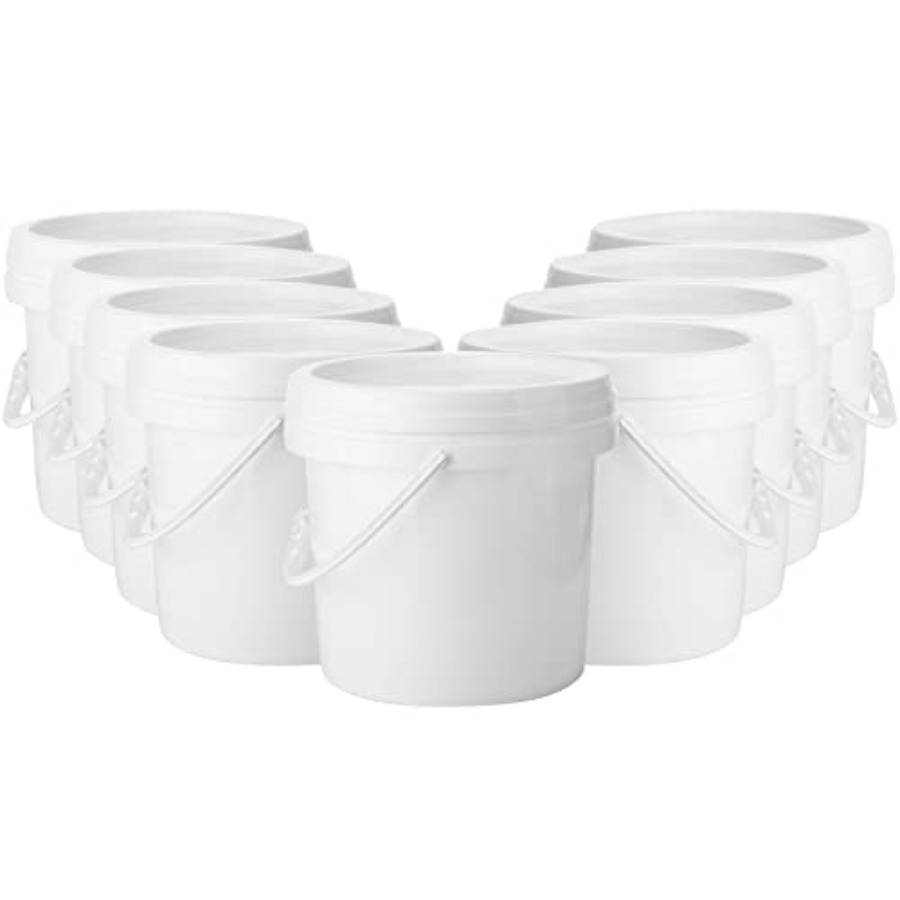 Food Storage Containers With Lids - 10 Pack White Plastic Bucket with