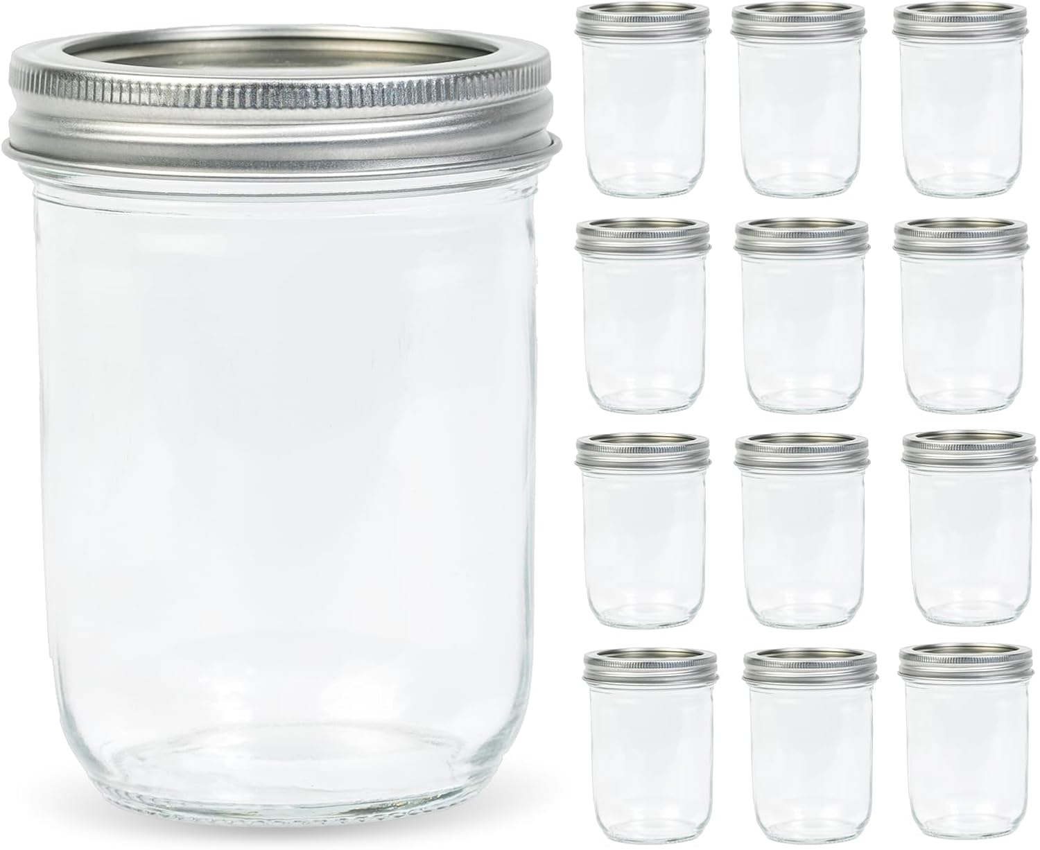 Food Storage Lid - 12 Pack 16 oz Wide Mouth