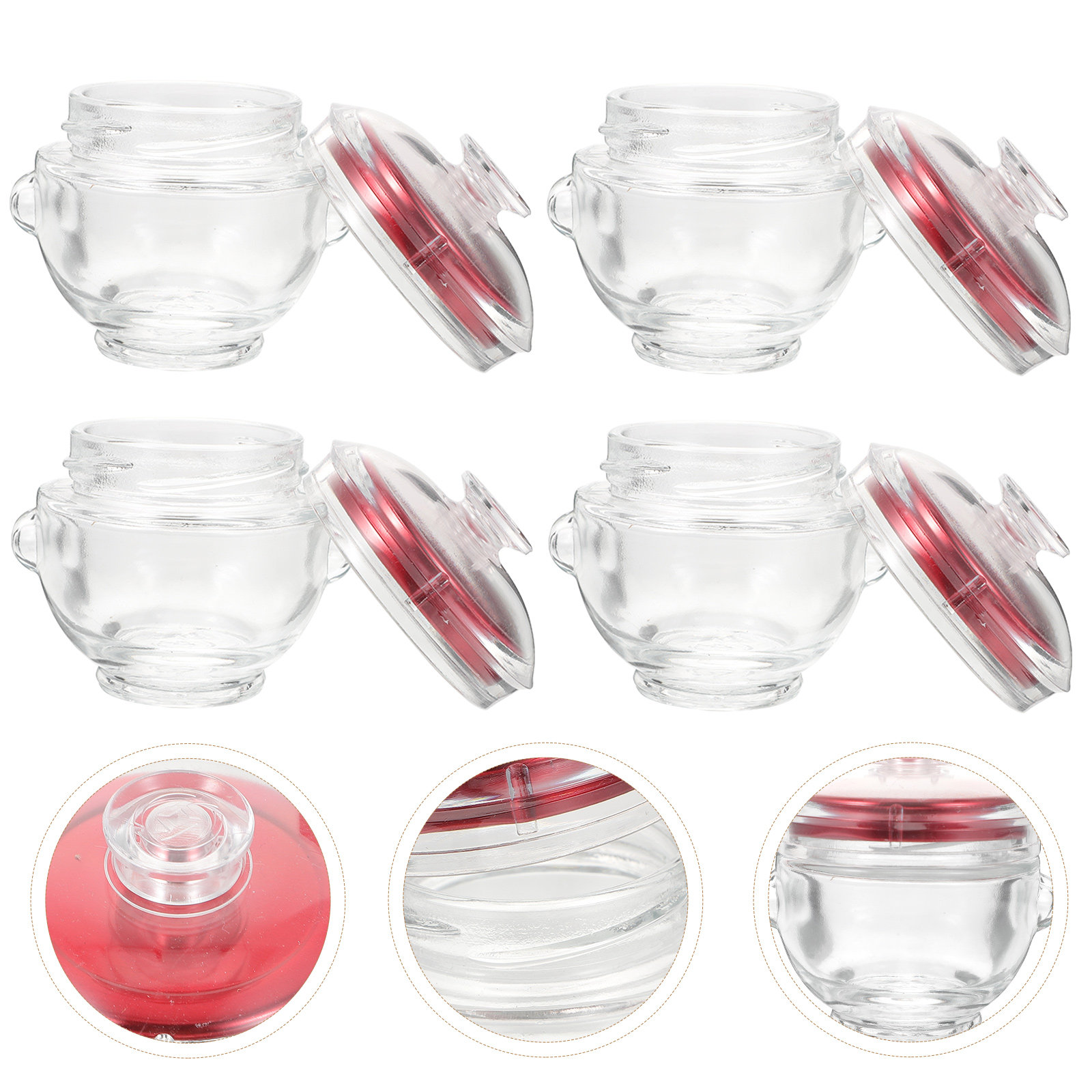 Food Storage Containers With Lids - 4Pcs Glass Cubilose Bottles Sealed Storage