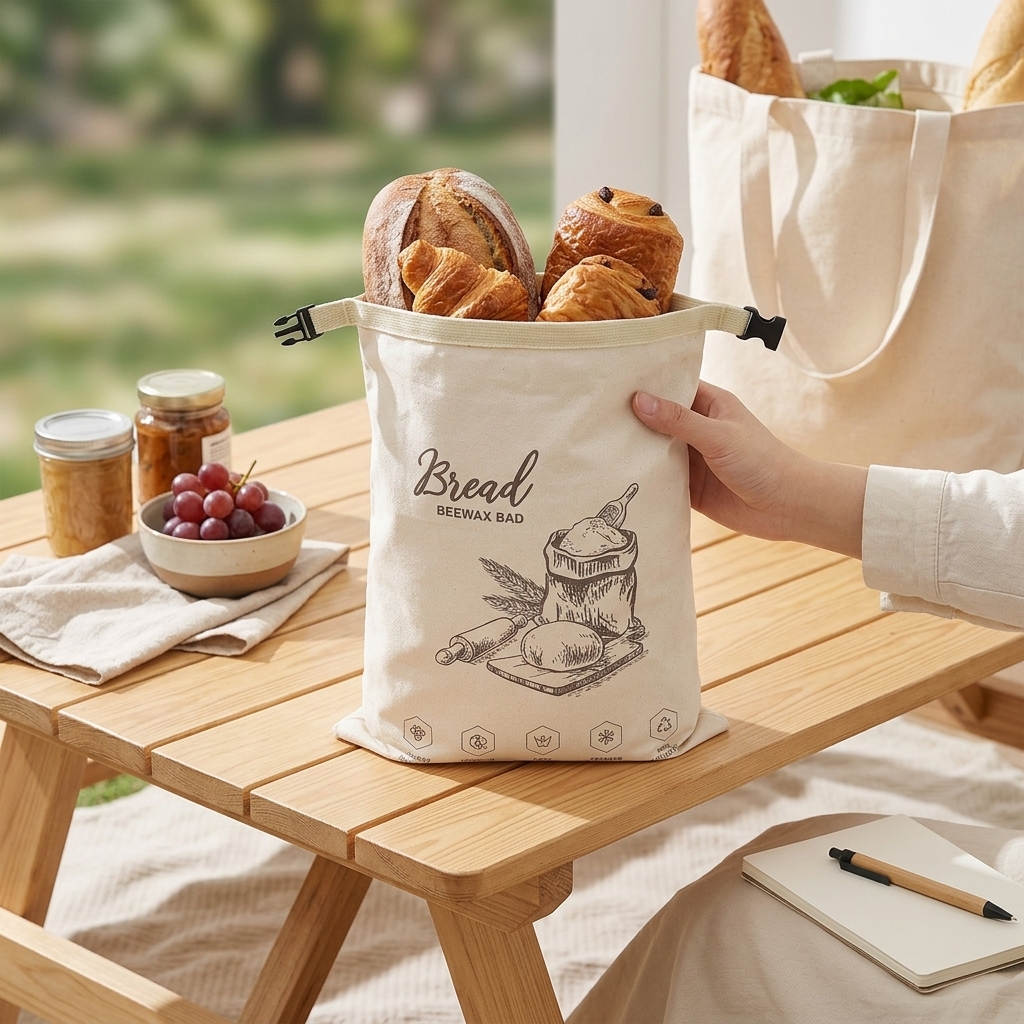 Food Storage Zip Bags - Reusable Beeswax Bread Bag with Zipper
