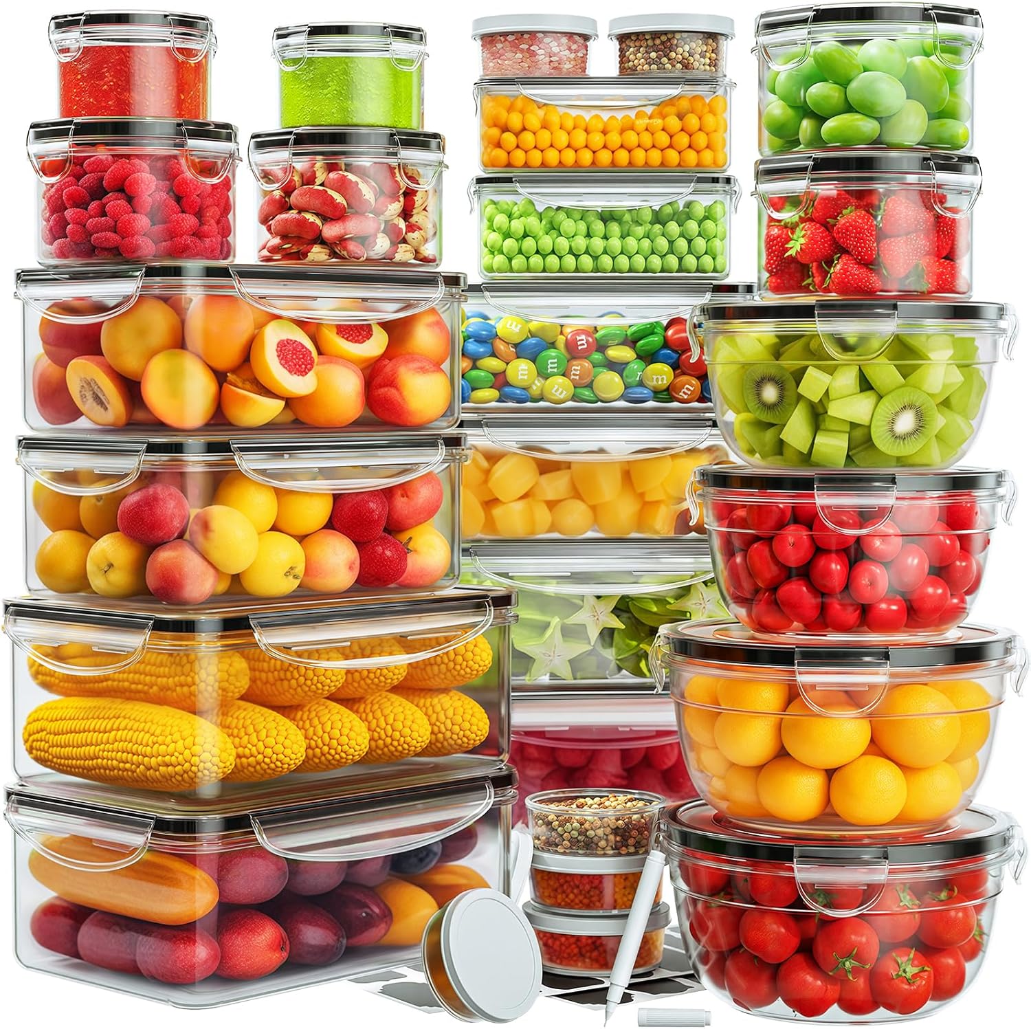 Food Storage Containers With Lids - 52 PCS Food Storage Containers with