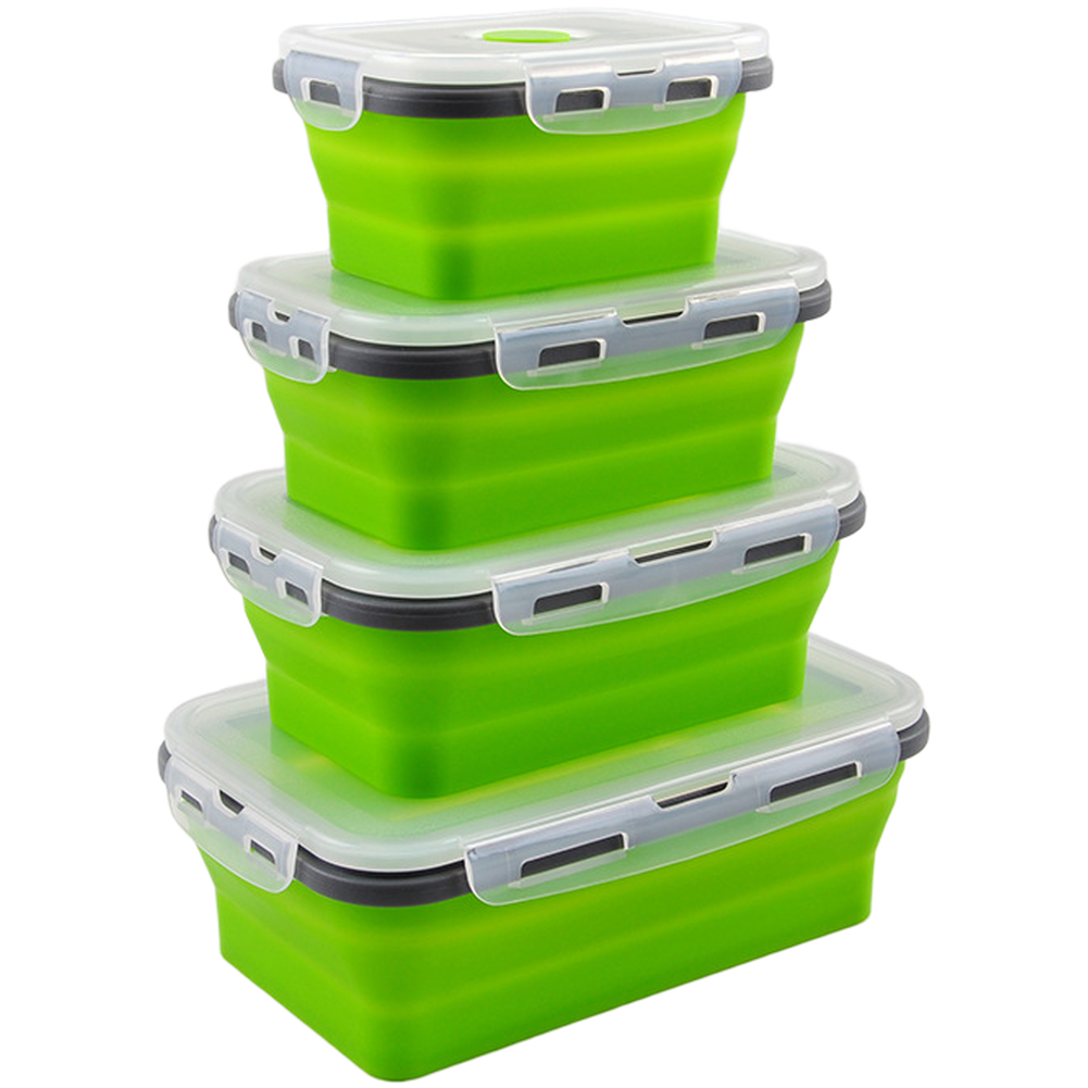 Food Storage Silicone - Foldable Silicone Lunch Box Set 4pcs