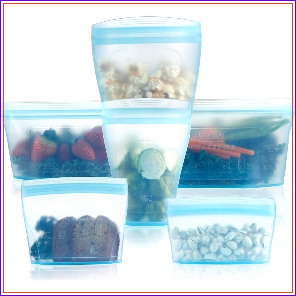 Food Storage Silicone - 6 Pcs Reusable Silicone Food Bags,