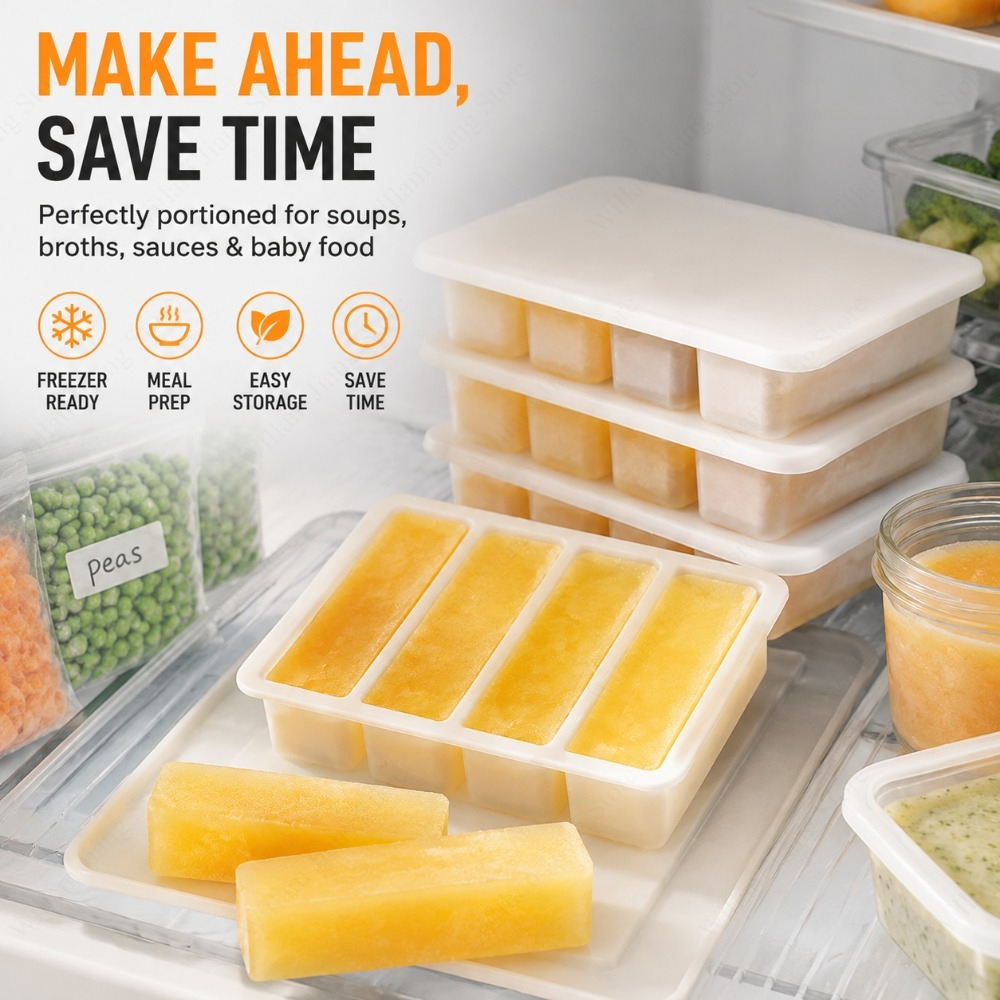 Food Storage Silicone - Durable Silicone Freezing Tray with Lid