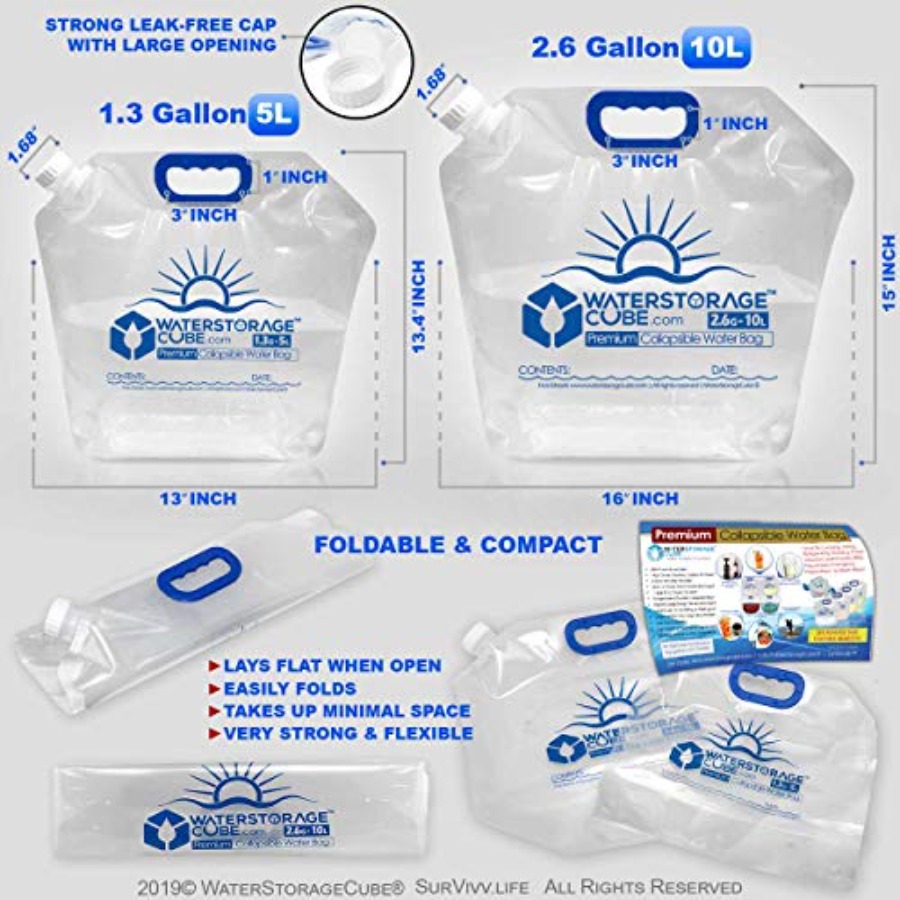 Premium Collapsible Water Cont - Food Storage Emergency avaliação e preço