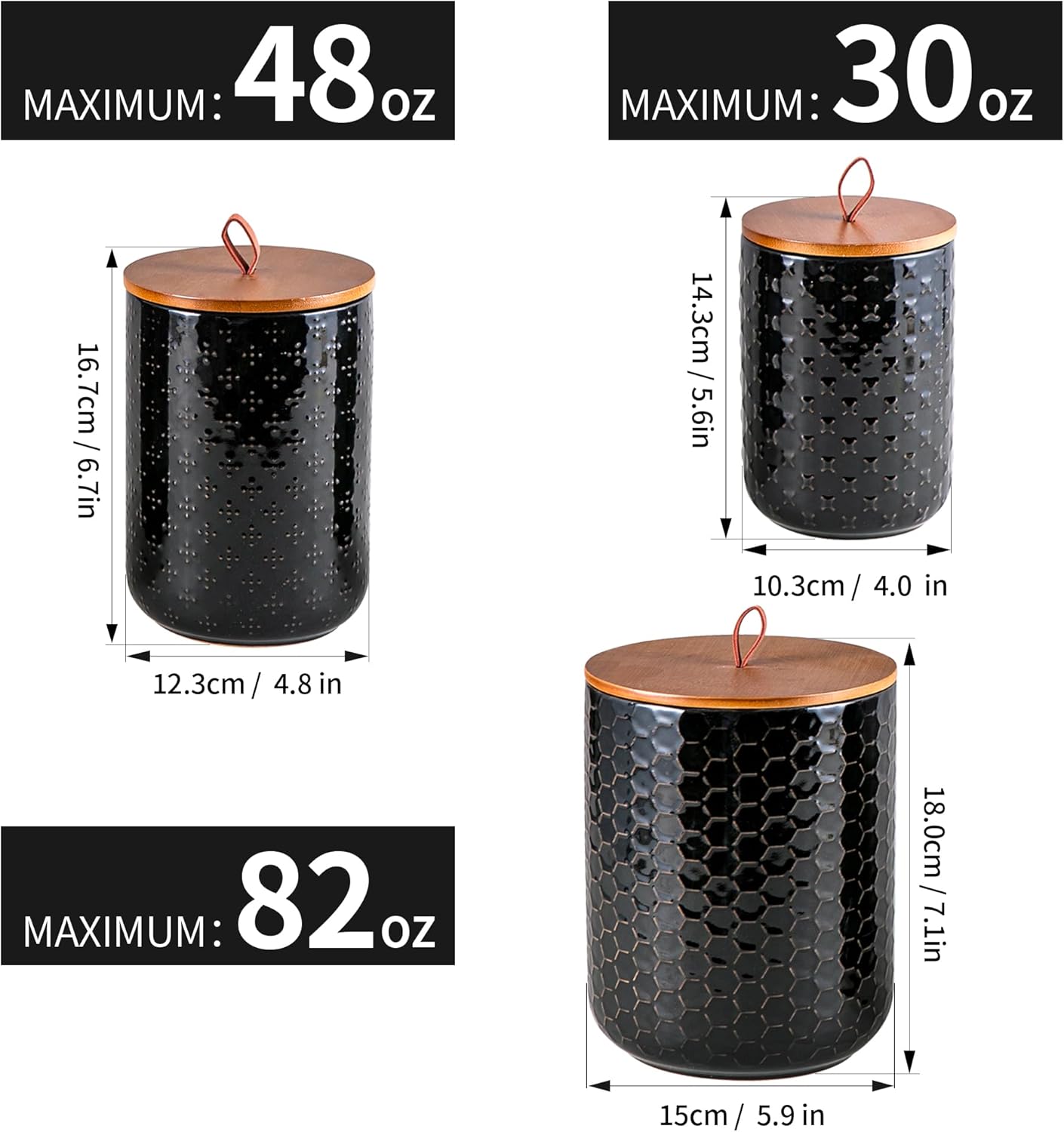 Black Ceramic Canister Set wit - Set Food Storage avaliação e preço