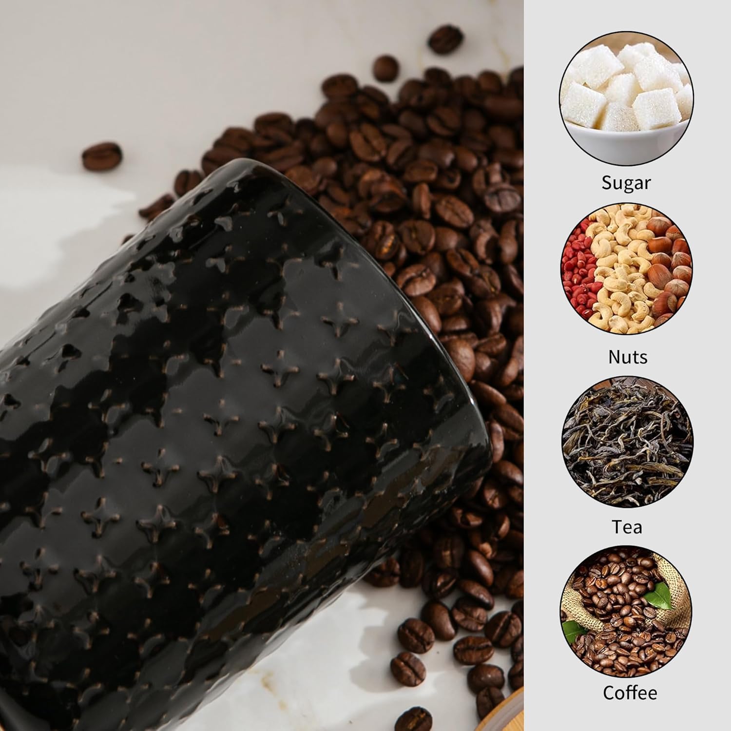 Black Ceramic Canister Set wit - Set Food Storage avaliação e preço