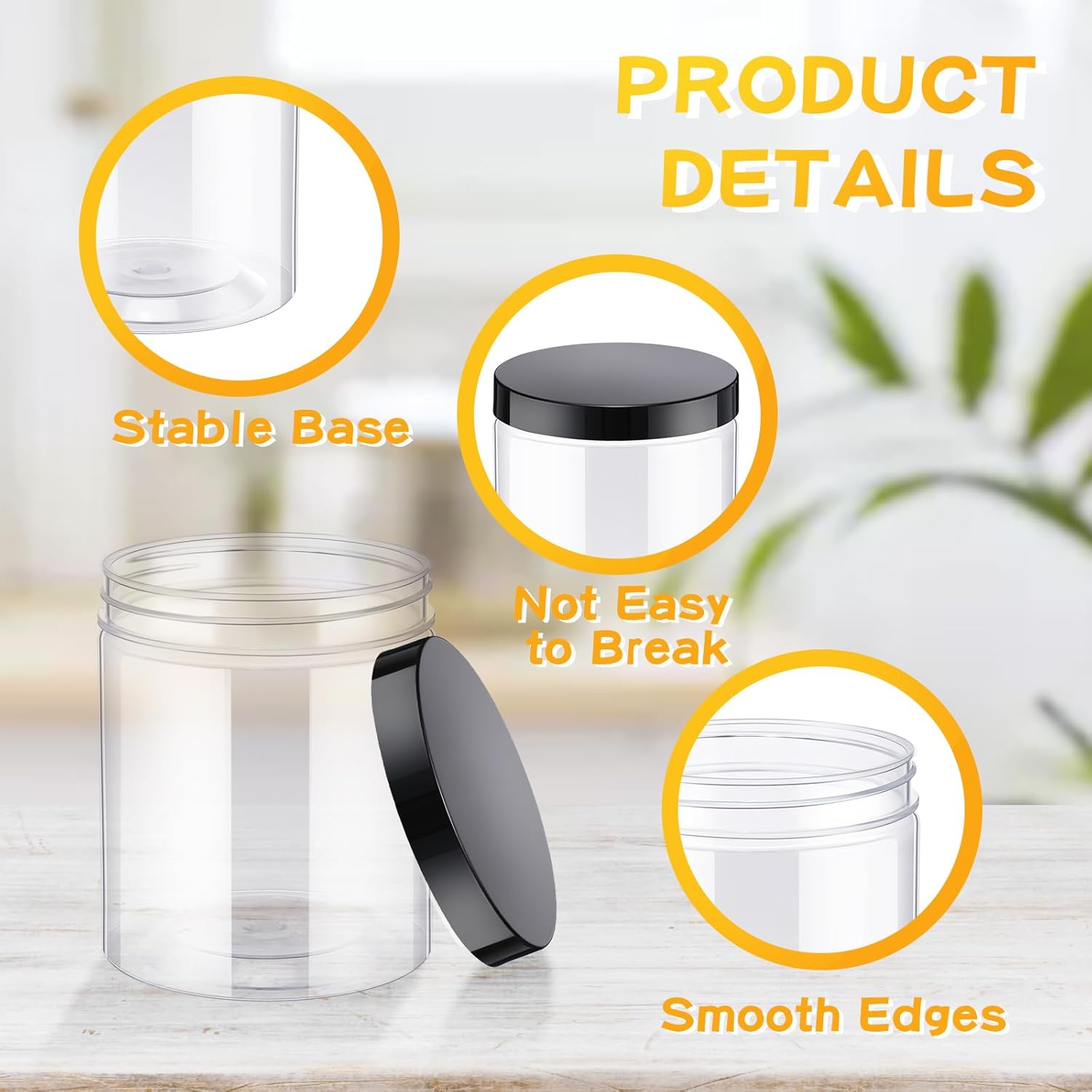 24 Pcs 16oz Plastic Jars with  - Food Storage Lid avaliação e preço