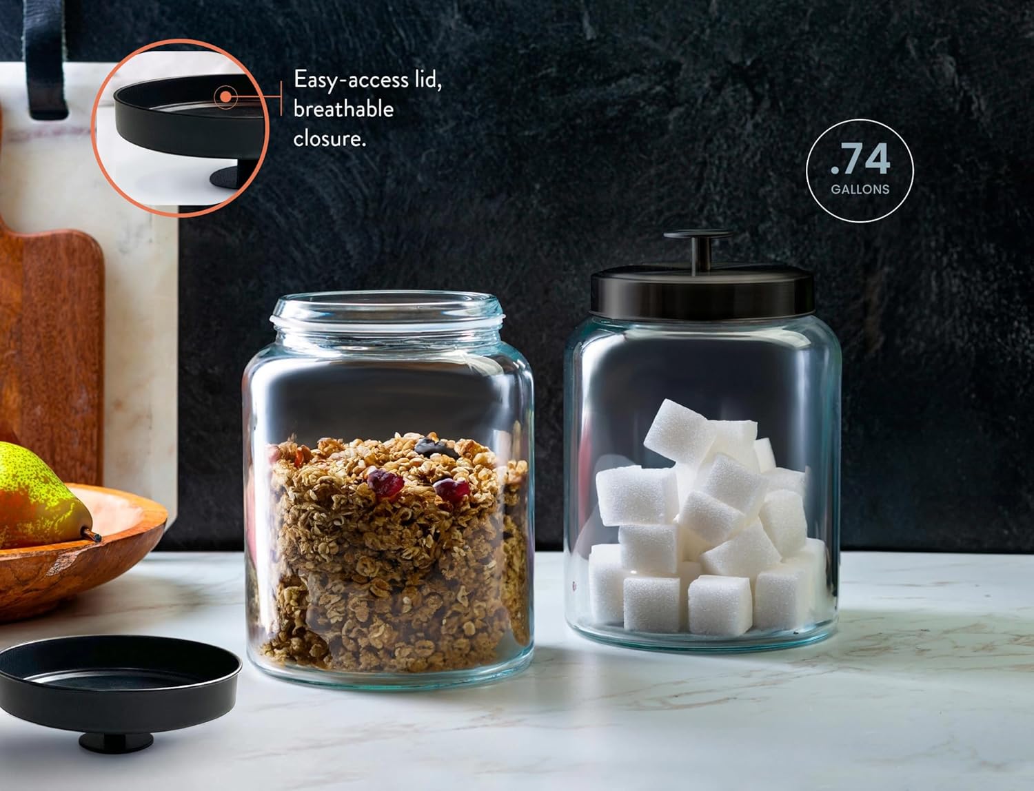 Glass Kitchen Canister Set, Fo - Set Food Storage avaliação e preço