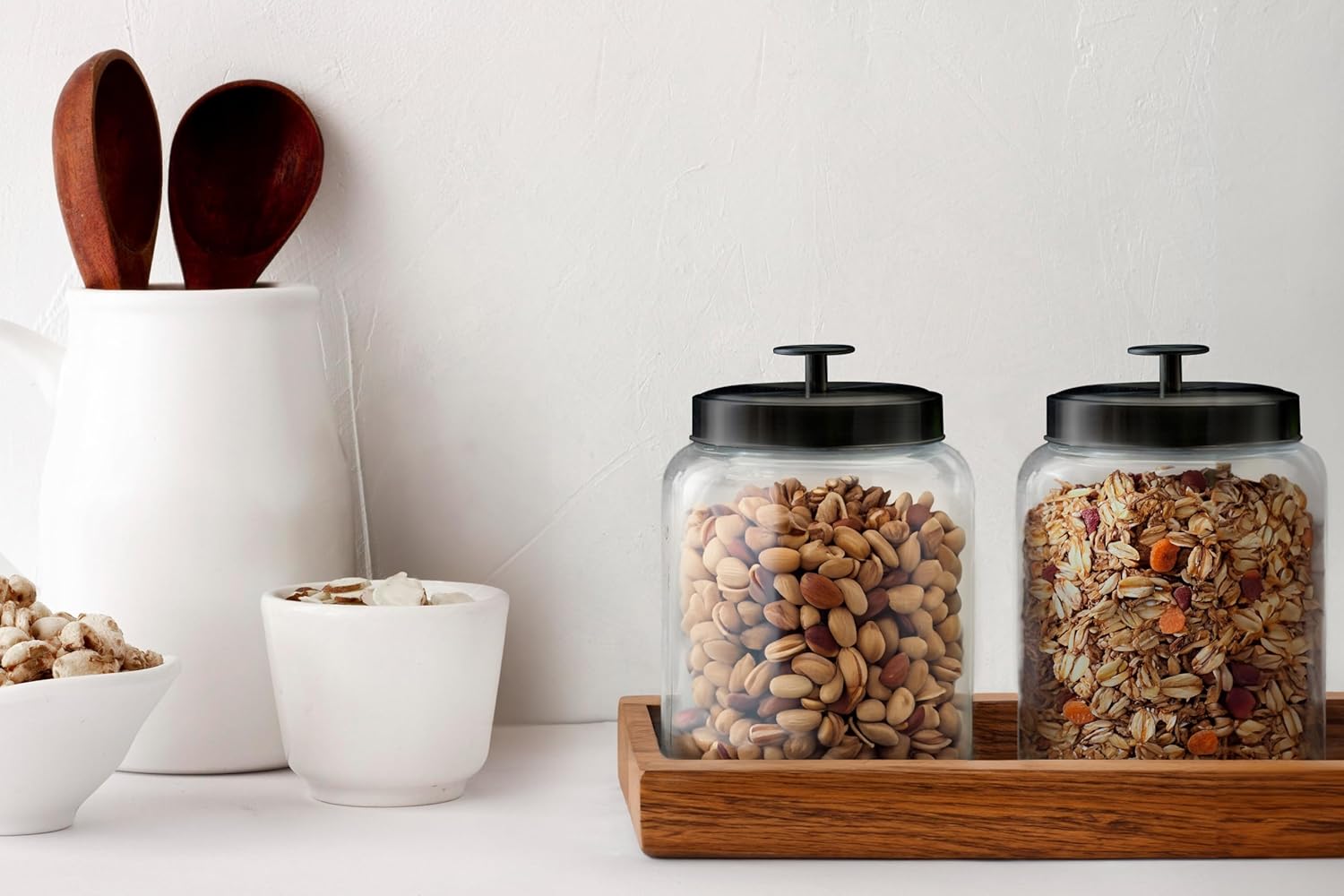 Glass Kitchen Canister Set, Fo - Set Food Storage avaliação e preço