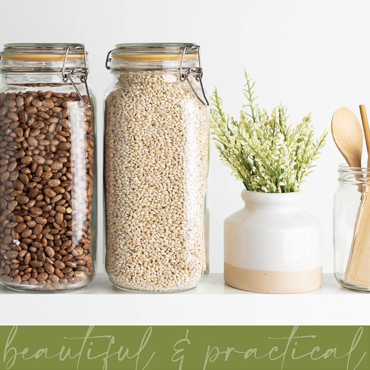 Glass Jars with Lids 67 oz Foo - Set Food Storage avaliação e preço