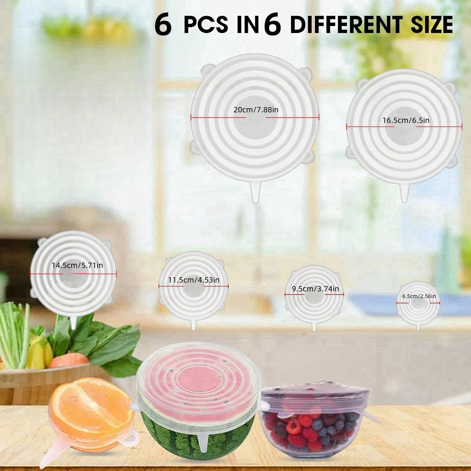 6pcs/Set Silicone Elastic Lids - Food Storage Silicone avaliação e preço