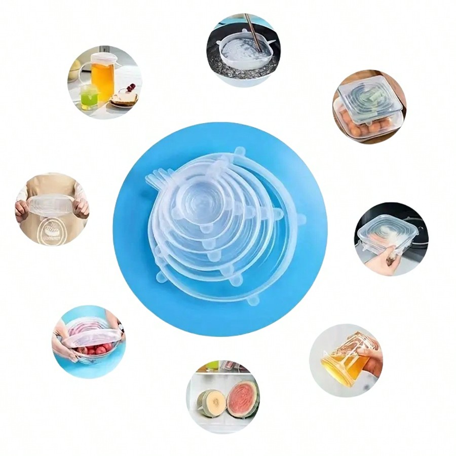6pcs/Set Silicone Elastic Lids - Food Storage Silicone avaliação e preço