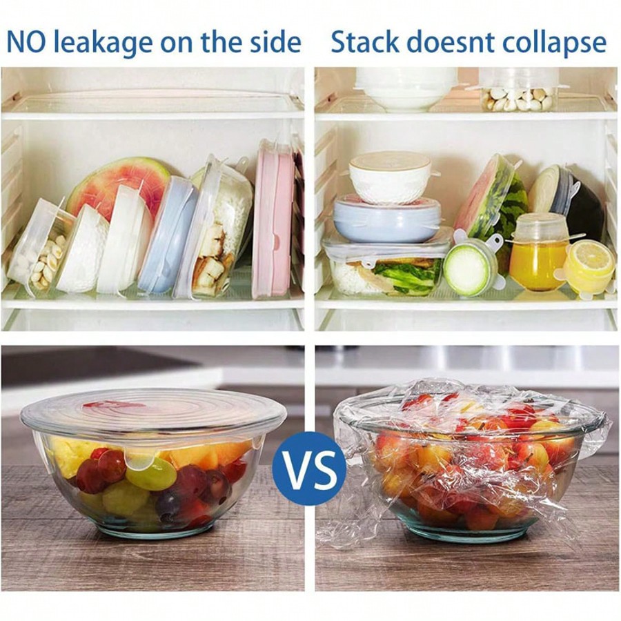 6pcs/Set Silicone Elastic Lids - Food Storage Silicone avaliação e preço
