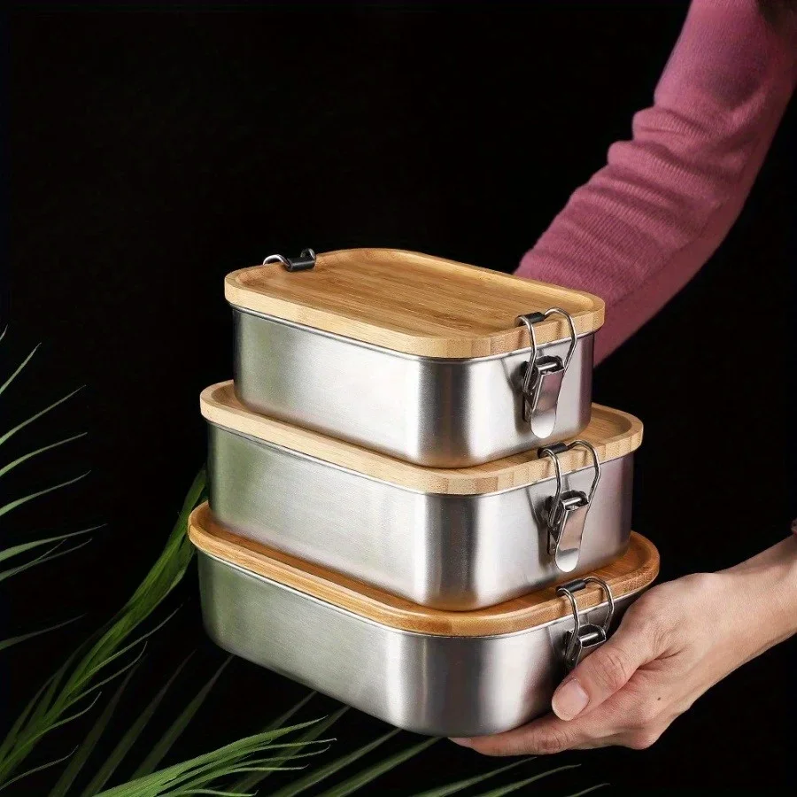 New 304 stainless steel bamboo - Food Storage Order avaliação e preço