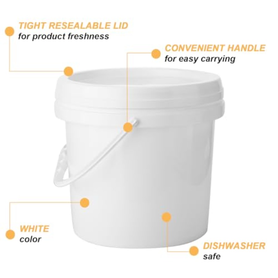 10 Pack White Plastic Bucket w - Food Storage Containers With Lids avaliação e preço