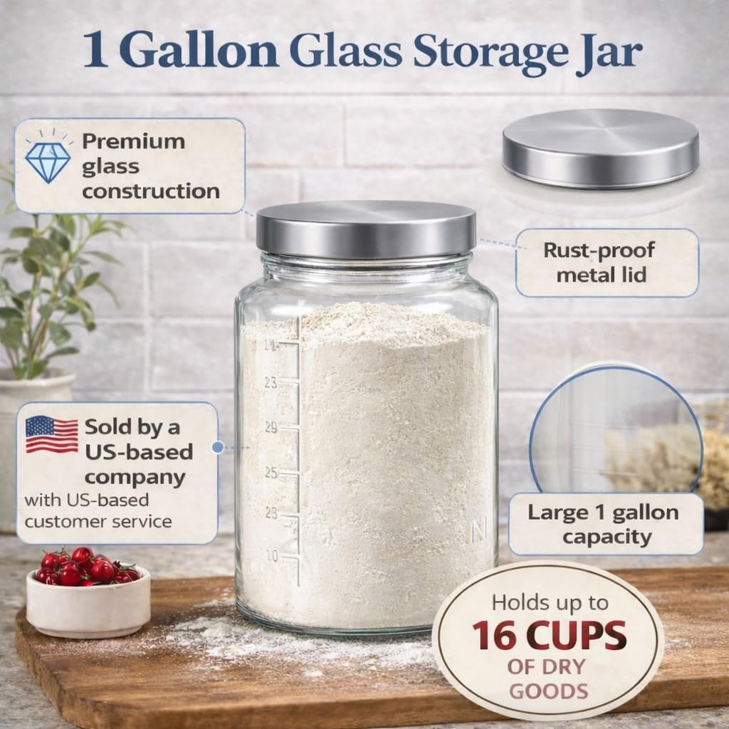 Extra Large    Jar - 1 Gallon  - Food Storage Containers With Lids avaliação e preço