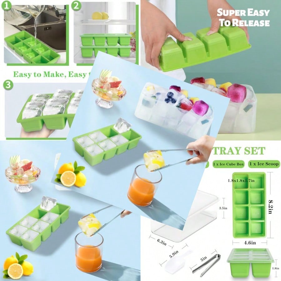Ice Trays For Freezer With Lid - Food Storage Silicone avaliação e preço