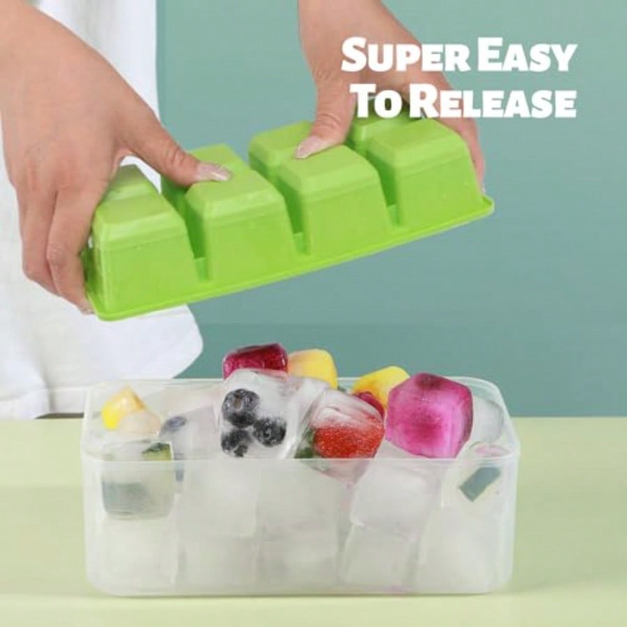 Ice Trays For Freezer With Lid - Food Storage Silicone avaliação e preço