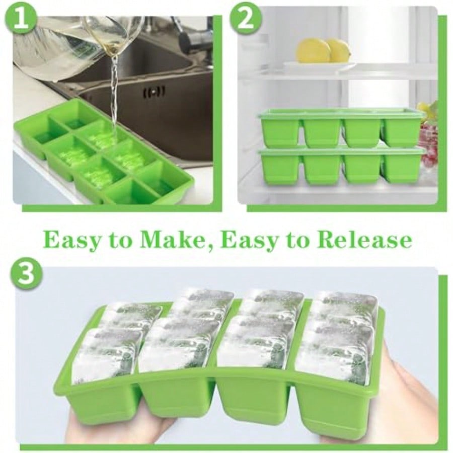 Ice Trays For Freezer With Lid - Food Storage Silicone avaliação e preço