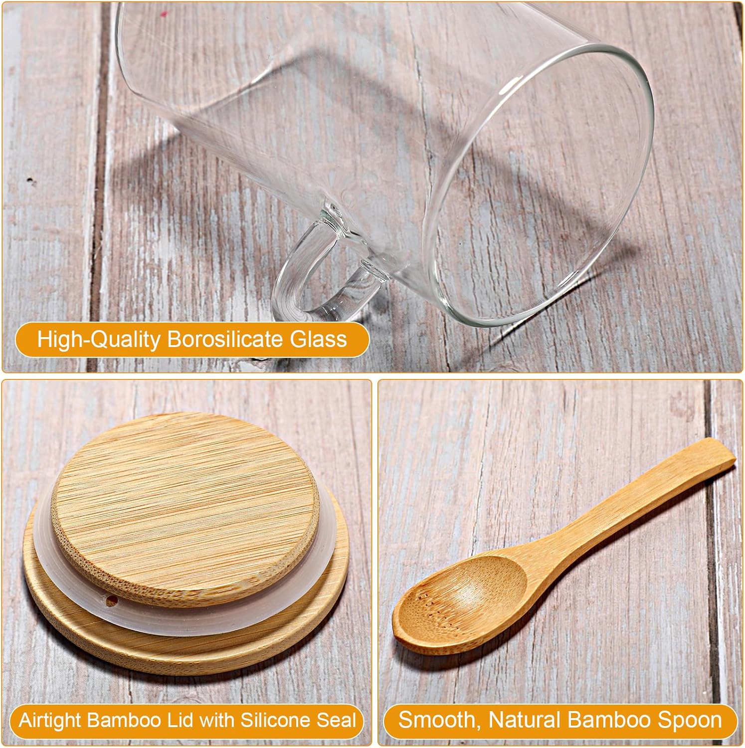10 Pack Glass Jars with Bamboo - Set Food Storage avaliação e preço