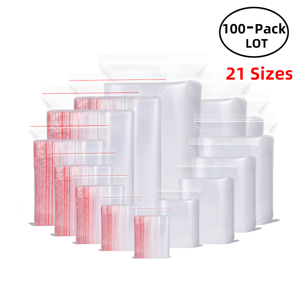 100PCS/Pack Resealable Zip Loc - Food Storage Zip Bags avaliação e preço