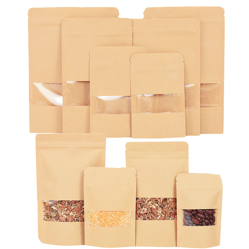20/50pcs Kraft Paper Zip Lock  - Food Storage Zip Bags avaliação e preço