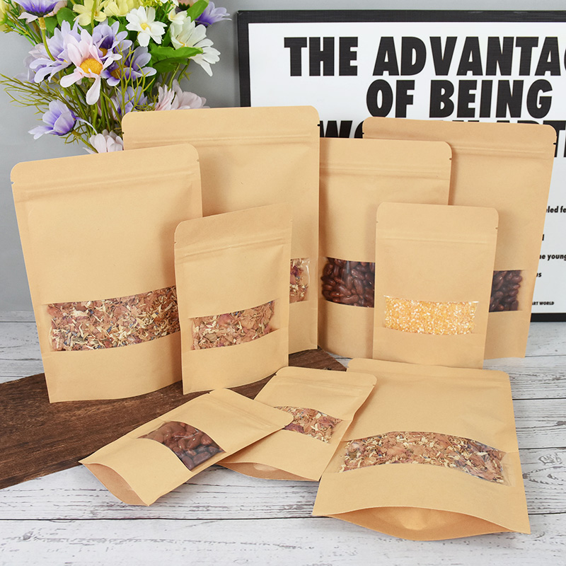 20/50pcs Kraft Paper Zip Lock  - Food Storage Zip Bags avaliação e preço