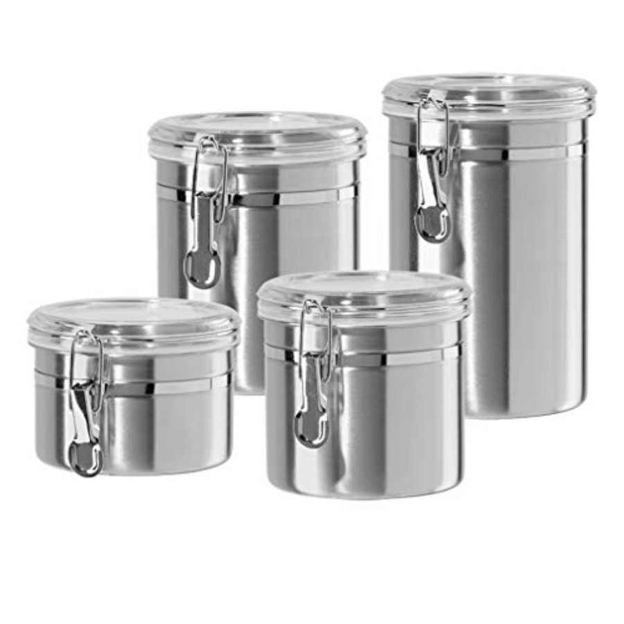 Set of 4 Stainless Steel Kitch - Set Food Storage avaliação e preço
