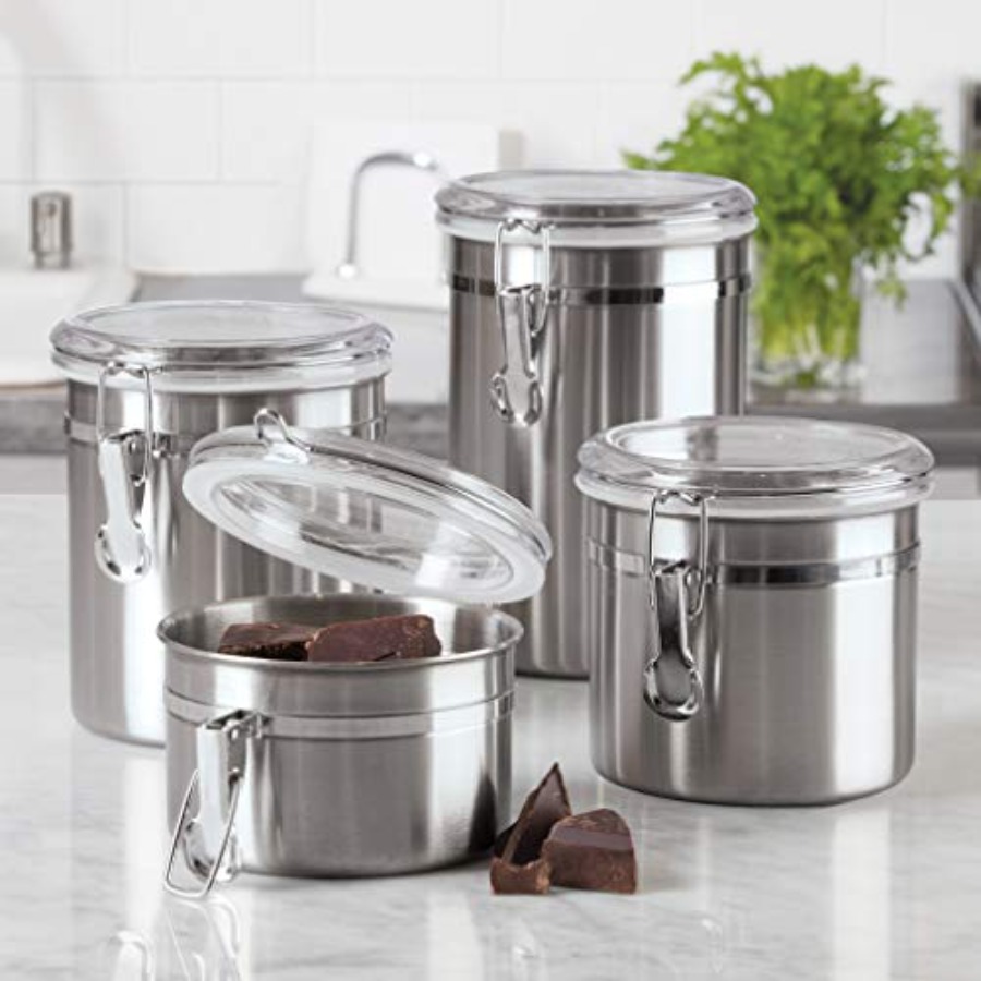 Set of 4 Stainless Steel Kitch - Set Food Storage avaliação e preço