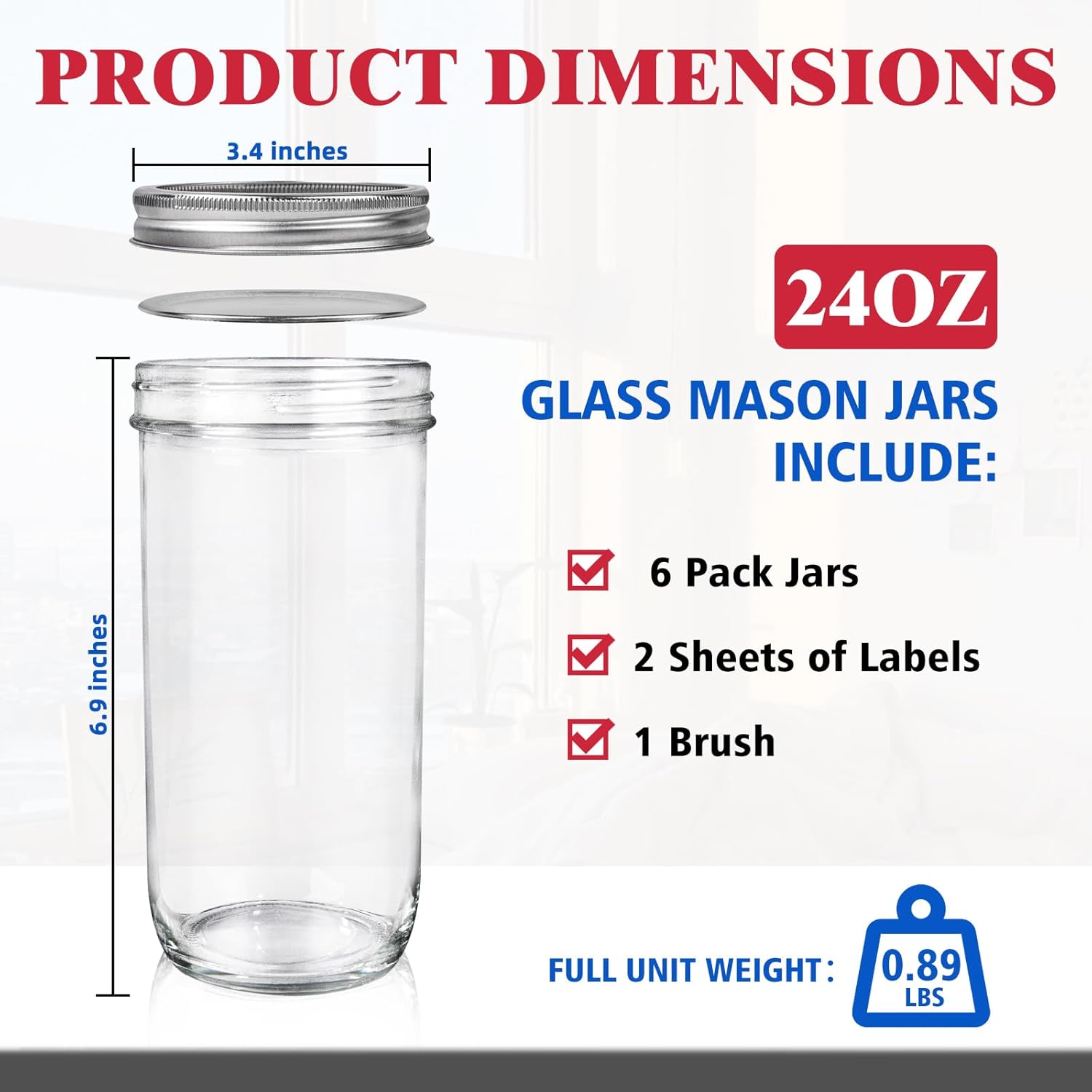 Jars Wide Mouth 6 Pack, 24oz G - Food Storage Lid avaliação e preço