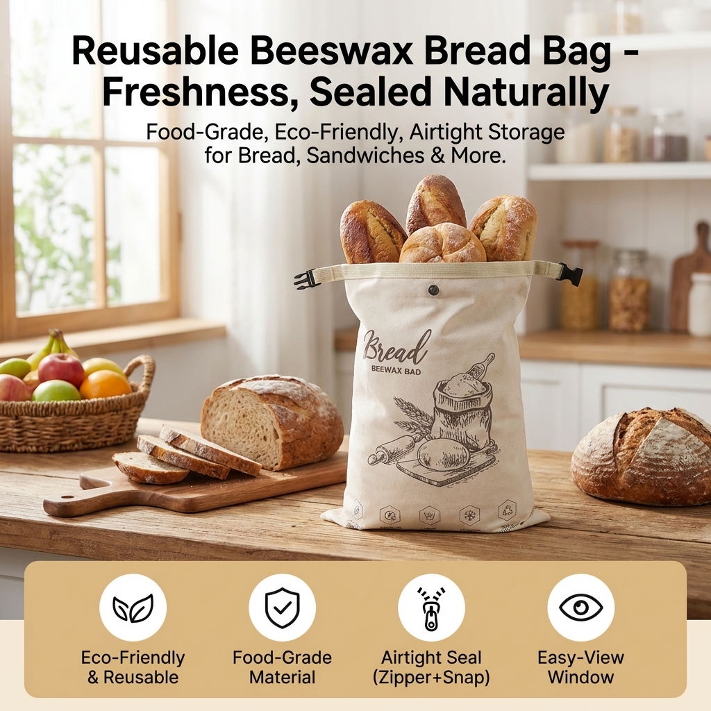 Reusable Beeswax Bread Bag wit - Food Storage Zip Bags avaliação e preço