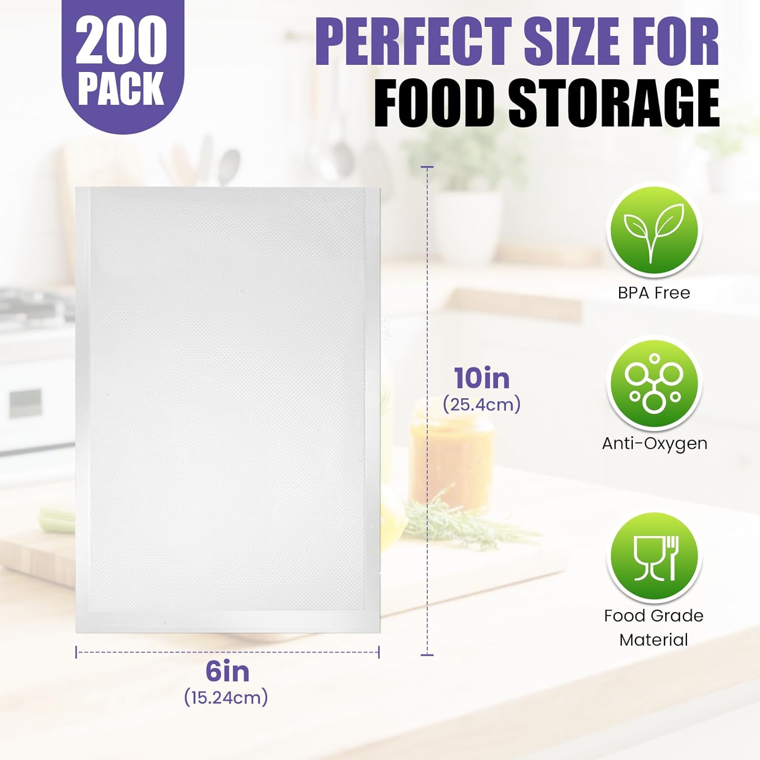 200 Vacuum Sealer Bags 6x10in  - Food Storage Zip Bags avaliação e preço