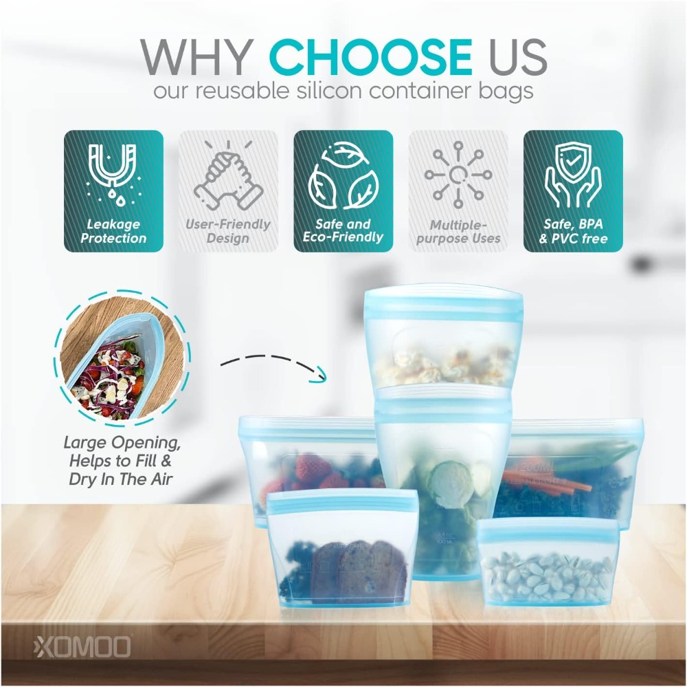 6 Pcs Reusable Silicone Food B - Food Storage Silicone avaliação e preço