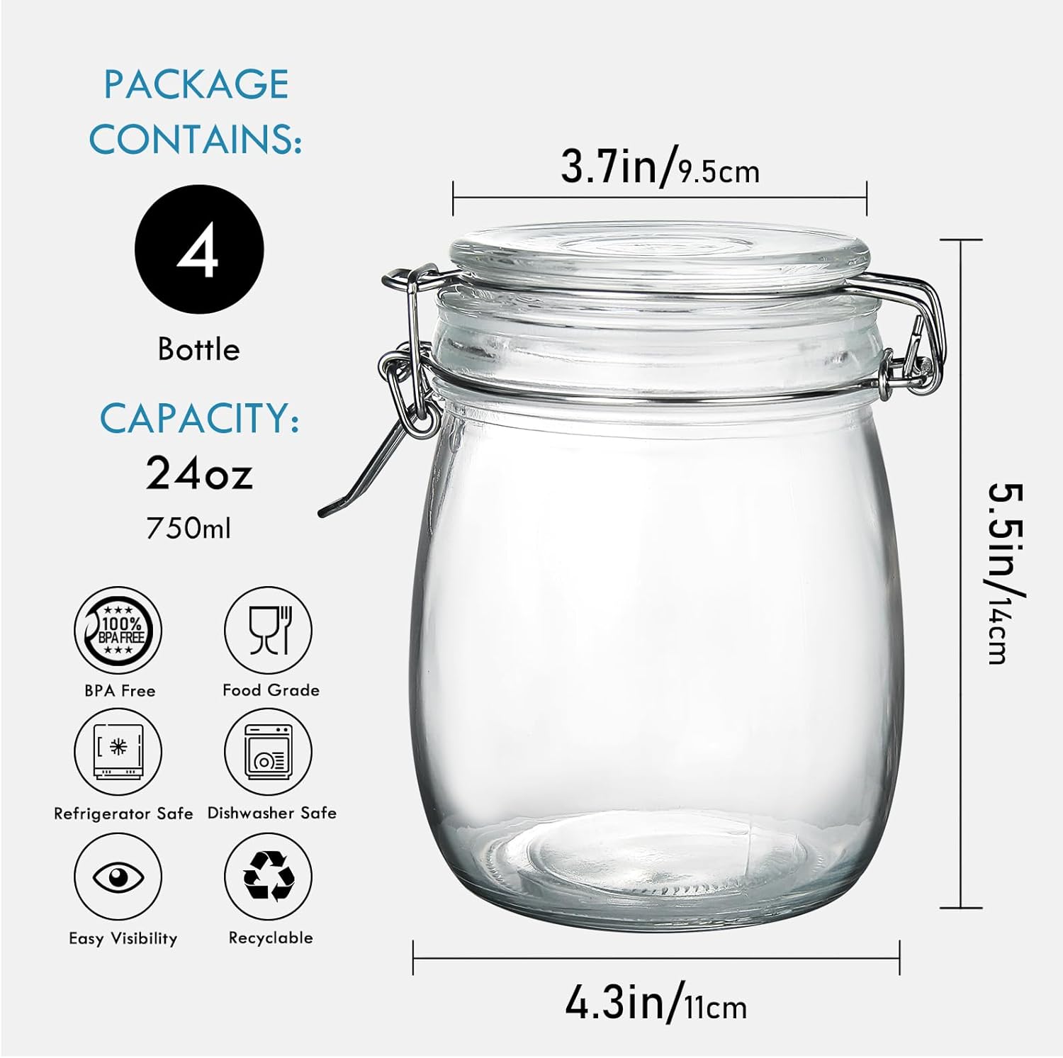 24oz Food Storage Canister Gla - Food Storage Silicone avaliação e preço