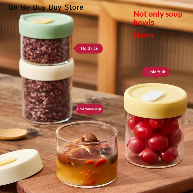 【ST】1Pc 240/400ML Glass Food S - Food Storage Silicone avaliação e preço