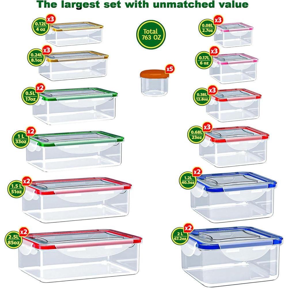 70 Pcs Large Food Storage Cont - Food Storage Box avaliação e preço