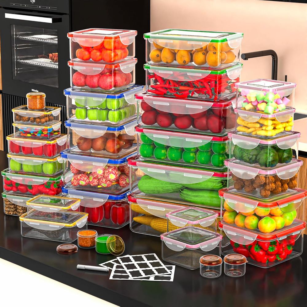70 Pcs Large Food Storage Cont - Food Storage Box avaliação e preço