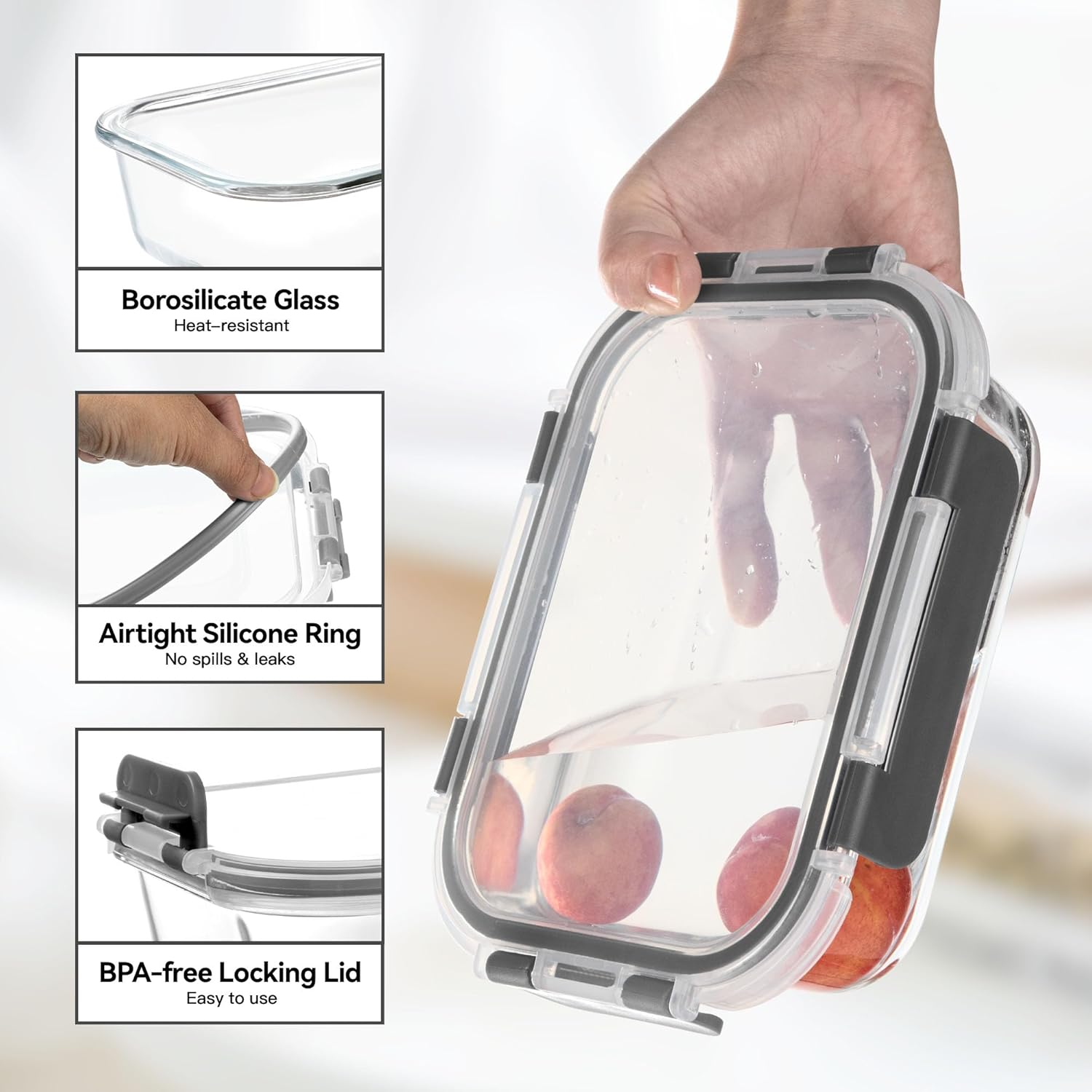 Glass Food Storage Containers, - Food Storage Box avaliação e preço